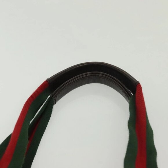 GUCCI GG Canvas Web Sherry Line Tote Bag Beige Green Red - Picture 8 of 16